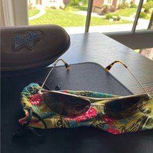 Maui Jim Gold Frame Aviator Sunglasses